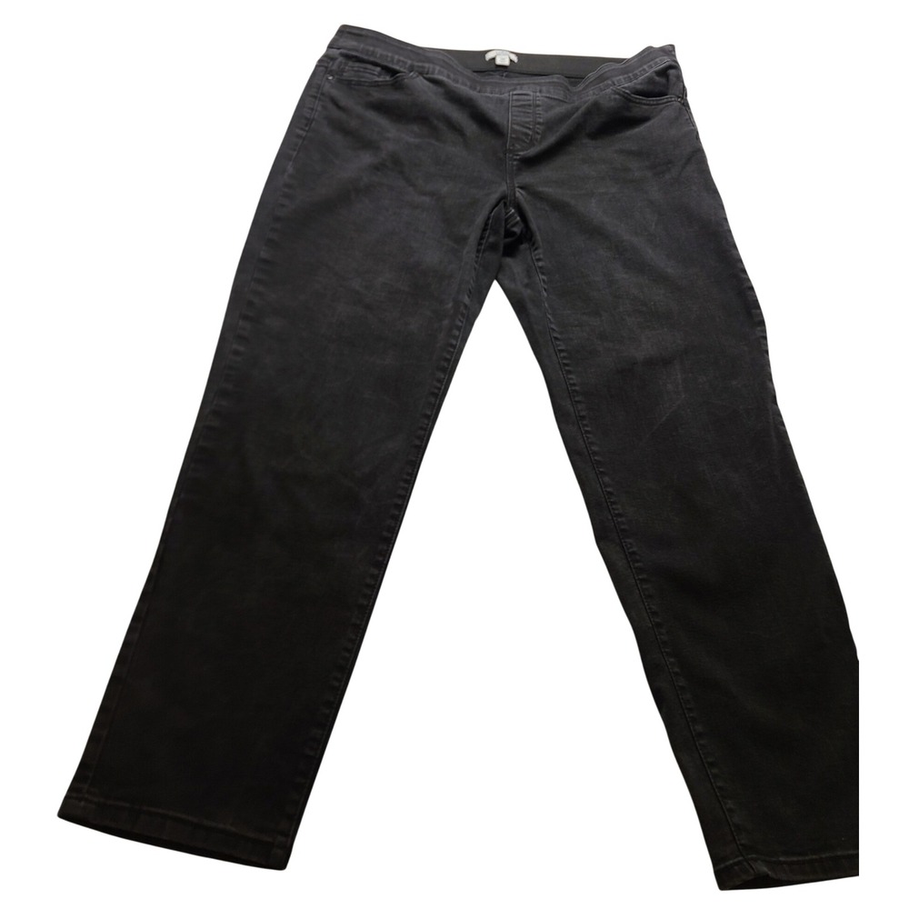 Croft & Barrow Women's Plus 18W Black Pull On Straight Leg Jeans Stretch Denim